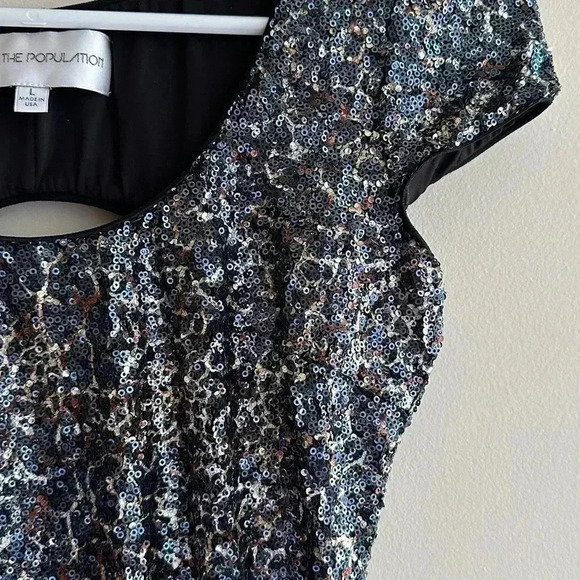 Dress The Population Gabriella Mini Dress, Sequined Open Back Dress, Large - Picture 10 of 16